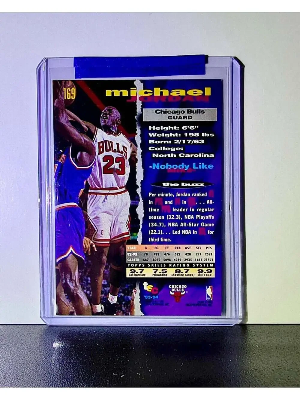 Michael Jordan 1993-94 Topps Stadium Club #169 Basketball Card Chicago Bulls